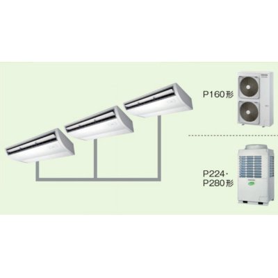 画像1: 徳島・香川・高知・愛媛・業務用エアコン　東芝　天井吊形　同時トリプル　ワイヤレス　リモコン　ACEC16076X2　P160（6馬力）　スマートエコR　三相200V　